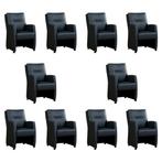 Set van 10 Leren eetkamerstoelen Sharp - Toledo Marine, Maison & Meubles, Chaises, Ophalen of Verzenden