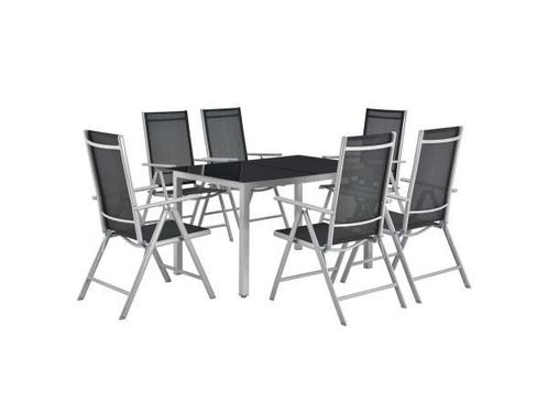 Veiling - Aluminium tuinset - Milano - 7-delig - Zilver / gr, Tuin en Terras, Tuinsets en Loungesets, Gebruikt