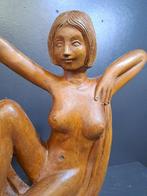 Beeld, Naakte dame in art deco stijl - 34 cm - Hout, Antiek en Kunst