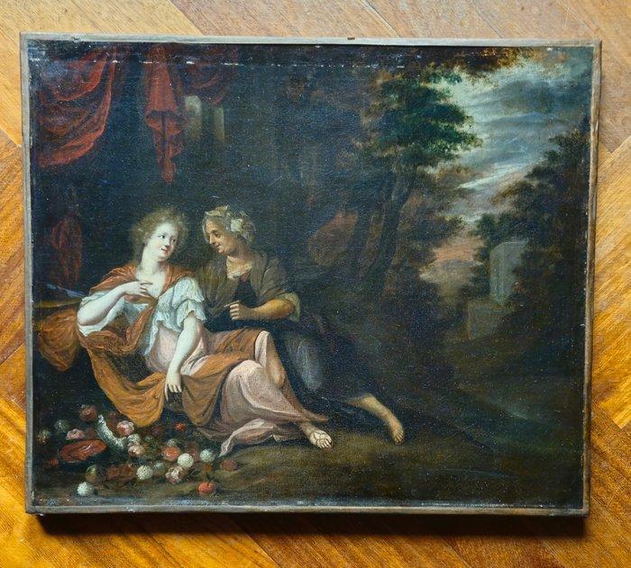 Seguace di Willem Van Mieris (1662-1747) - Vertumno e Pomona, Antiek en Kunst, Kunst | Schilderijen | Klassiek