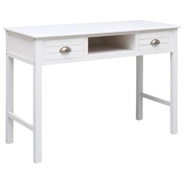 vidaXL Bureau 108x45x76 cm massief paulowniahout wit, Verzenden