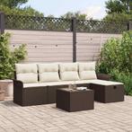 vidaXL Tuinbank Set met kussen met opslag 6 pcs Bruin Poly, Verzenden, Nieuw
