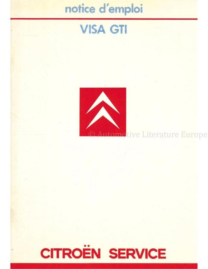 1985 CITROËN VISA GTI INSTRUCTIEBOEKJE FRANS, Autos : Divers, Modes d'emploi & Notices d'utilisation