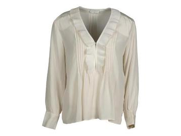 Veiling - Sandro Blouse van Zijde met Ruches Maat 1/36 Wit beschikbaar voor biedingen