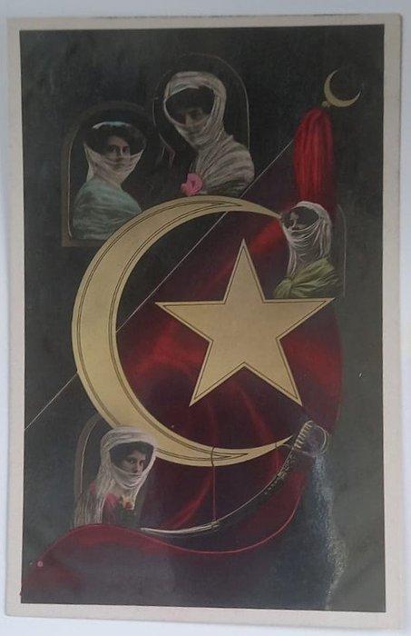 Turkije - Turkse vrouwen met vlag 2× ansichtkaarten -, Verzamelen, Postkaarten | Buitenland