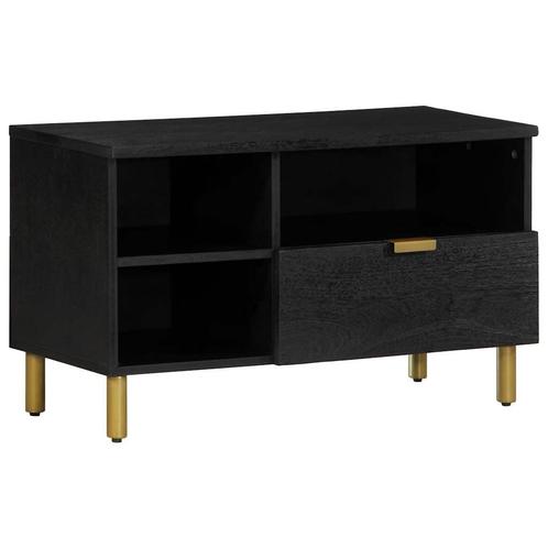 vidaXL Tv-meubel 80x33x46 cm bewerkt hout zwart, Huis en Inrichting, Woonaccessoires | Cd- en Dvd-rekken, Nieuw, Verzenden