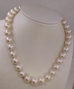 Halsketting Grote maat - 12x15mm ronde witte Edisonparels.,, Handtassen en Accessoires, Kettingen, Nieuw