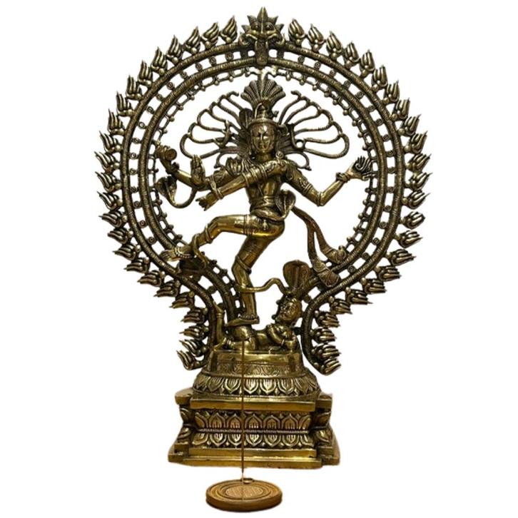 Beeld Shiva Nataraj XXL Dubbele Ring - Brons/Messing, Sports & Fitness, Produits de santé, Wellness & Bien-être, Enlèvement ou Envoi