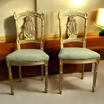 Fauteuil (2) - Empire français - Bois, Soie, Feuille dOr -, Antiek en Kunst