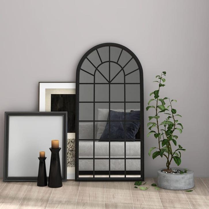 vidaXL Spiegel 90x45 cm ijzer zwart, Huis en Inrichting, Woonaccessoires | Spiegels, Nieuw, Verzenden