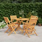 vidaXL 5-delige Tuinset massief teakhout, Tuin en Terras, Tuinsets en Loungesets, Verzenden, Nieuw, Tuinset