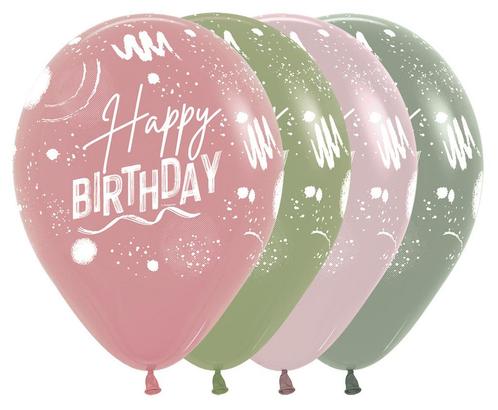 Ballonnen Happy Birthday Brush Design Mix 30cm 25st, Hobby & Loisirs créatifs, Articles de fête, Envoi