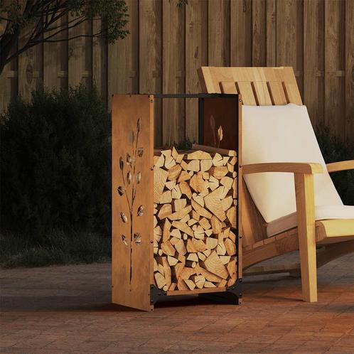vidaXL Brandhoutrek 40x30x80 cm weervast staal, Tuin en Terras, Brandhout, Verzenden