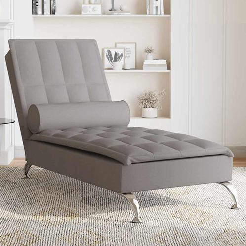 vidaXL Massage chaise longue met bolster stof taupe, Huis en Inrichting, Zetels | Zetels en Chaises Longues, Nieuw, Verzenden