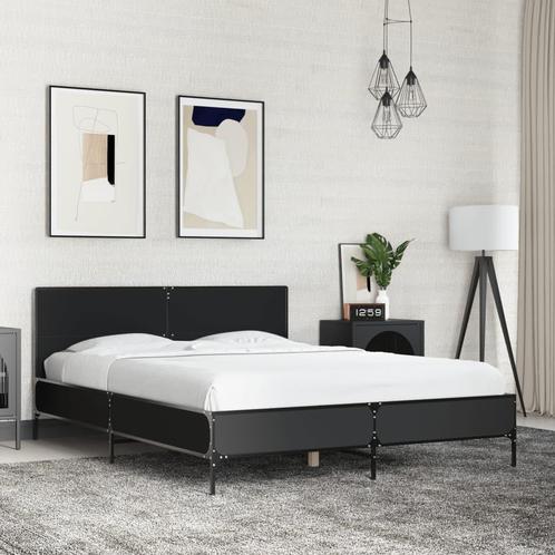 vidaXL Bedframe bewerkt hout metaal zwart 120x200 cm, Huis en Inrichting, Slaapkamer | Bedden, Nieuw, Verzenden