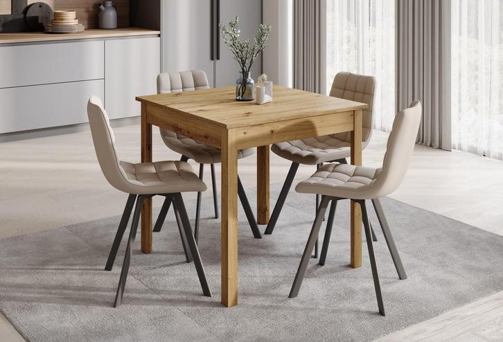Meubella eetkamertafel eiken vierkant 80x80 cm | Modern, Huis en Inrichting, Tafels | Eettafels, Nieuw, 50 tot 100 cm, Verzenden