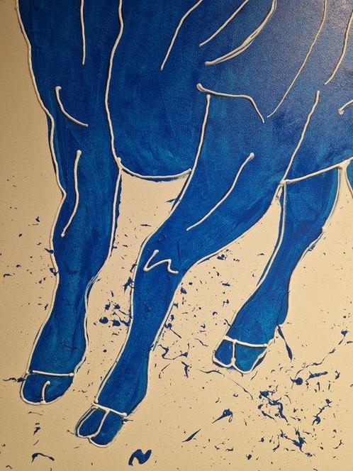 Henry Escobar - tout en bleu (attention sur fond blanc), Antiek en Kunst, Kunst | Schilderijen | Modern