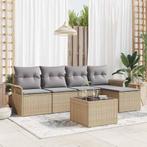 vidaXL Tuinbank Set met kussen met opslag 6 pcs Beige Poly, Tuin en Terras, Verzenden, Nieuw