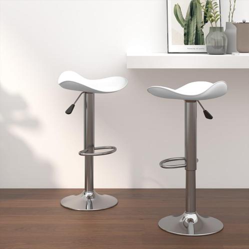 vidaXL Tabourets de bar lot de 2 blanc acier chromé et, Maison & Meubles, Tabourets de bar, Neuf, Envoi