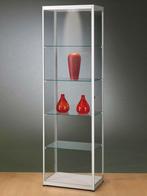 *TIP*  Luxe glazen vitrinekast aluminium 60 cm, Ophalen of Verzenden