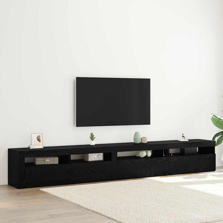 vidaXL TV-meubel Set 3 pcs Zwart eiken 270 x 35 x 40 cm, Huis en Inrichting, Kasten |Televisiemeubels, Nieuw, Verzenden
