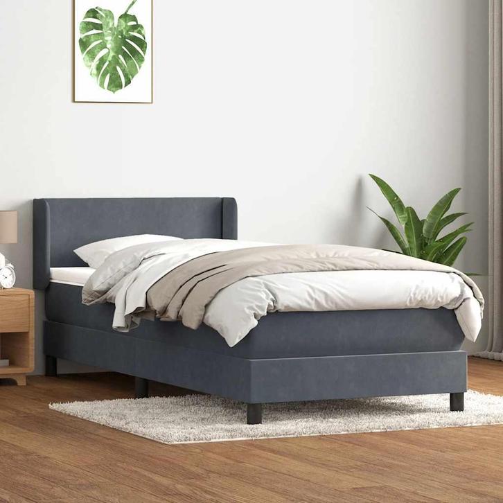 vidaXL Boxspring met matras fluweel donkergrijs 90x210 cm, Huis en Inrichting, Slaapkamer | Bedden, Nieuw, Verzenden