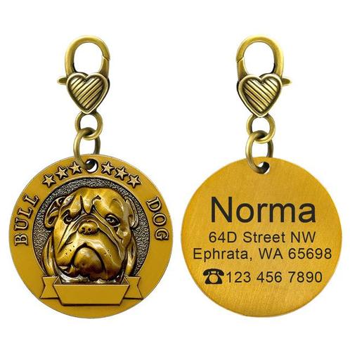 Gegraveerde Bulldog Hondenpenning, Verzamelen, Overige Verzamelen, Verzenden