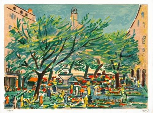 Robert Savary (1920-2000) - Paysage de Provence, le village, Antiek en Kunst, Antiek | Overige Antiek