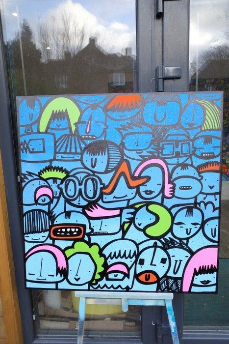 Kev Munday - Watching The Crowd, Antiek en Kunst, Kunst | Schilderijen | Modern