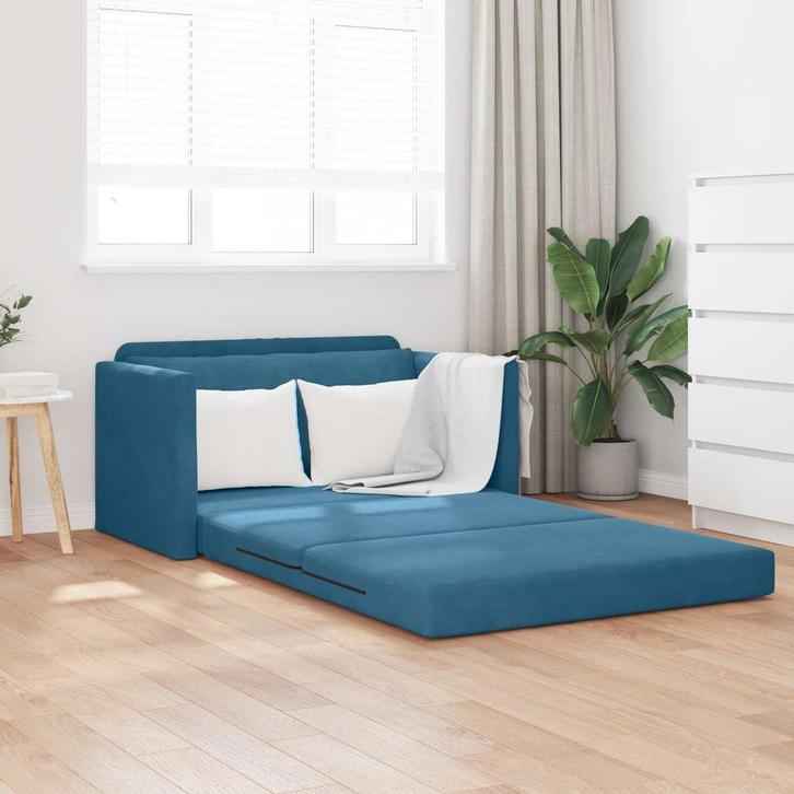 vidaXL Slaapbank / zetel 110cm Blauw Fluweel, Huis en Inrichting, Zetels | Zetels, Nieuw, Verzenden
