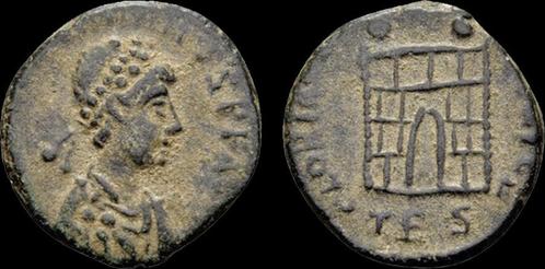 364-3775ad Roman Valentinian I Ae12 campgate Brons, Timbres & Monnaies, Monnaies & Billets de banque | Collections, Envoi
