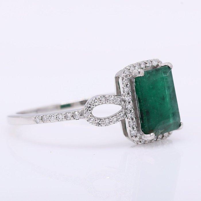 Zonder minimumprijs - Ring Platina - 1.56ct. tw. Smaragd -, Bijoux, Sacs & Beauté, Bagues