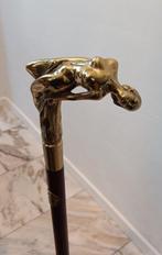 Wandelstok - Gepolijst brons ebben hout stok - Erotische