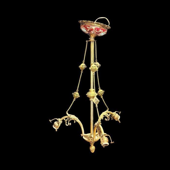 Plafondlamp - Wenen met Cloisonné - Brons, Emaille, Antiek en Kunst, Antiek | Overige Antiek