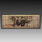 Byôbu  (vouwscherm) - Goudblad, Zilverblad, Gelakt hout,