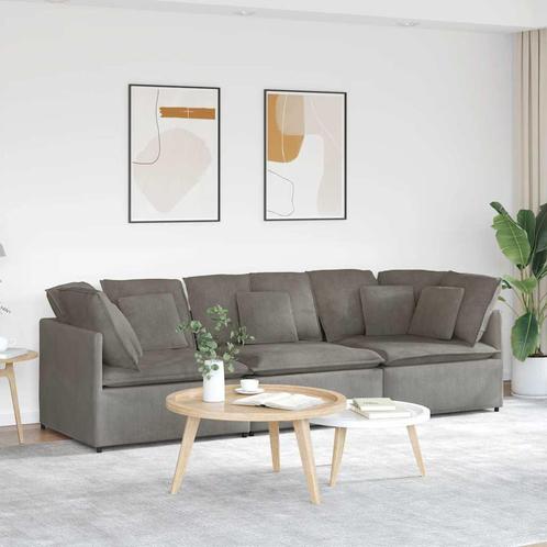 vidaXL Modulaire bank met kussens corduroy stof lichtgrijs, Huis en Inrichting, Zetels | Zetels, Nieuw, Verzenden