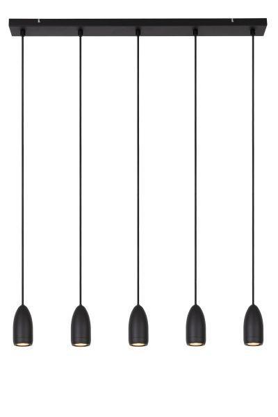 Hanglamp Lucide EVORA -  - Ø 10 cm - 5xGU10 - Zwart, Huis en Inrichting, Lampen | Hanglampen, Nieuw, Verzenden