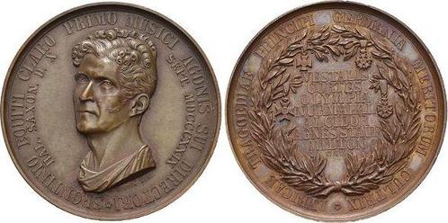 Bronze-medaille 1829 Musik Spontini, Gaspare Luigi Pacifi..., Postzegels en Munten, Penningen en Medailles, Verzenden