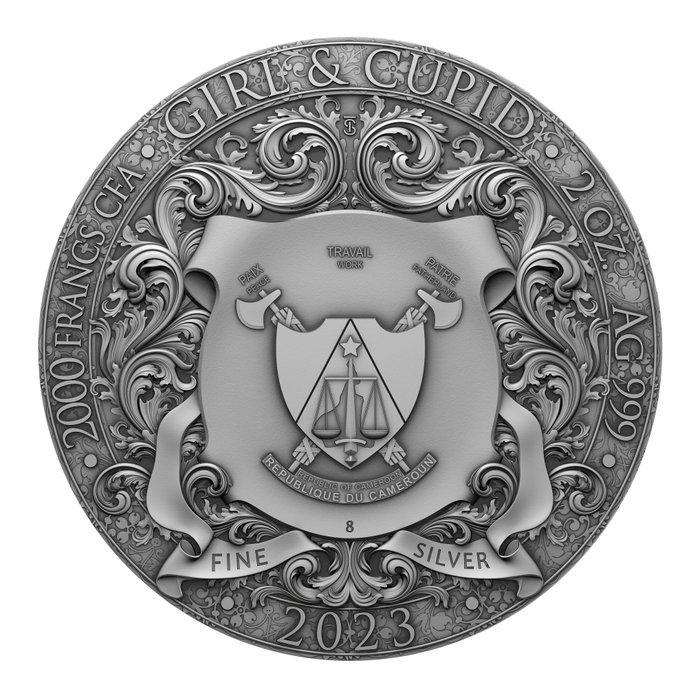 Kameroen. 2000 Francs 2023 – Girl & Cupid – 2 oz Silver coin, Timbres & Monnaies, Monnaies | Europe | Monnaies non-euro