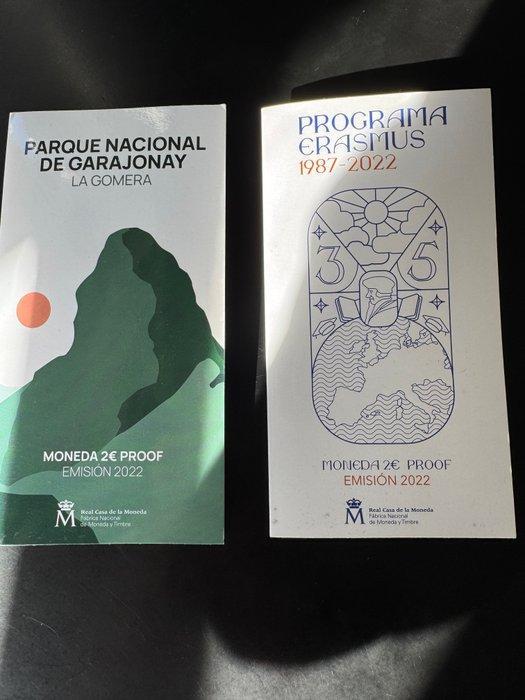 Spanje. 2 Euro / 10 Euro 2022 Proof (3 monedas) (Zonder, Postzegels en Munten, Munten | Europa | Euromunten