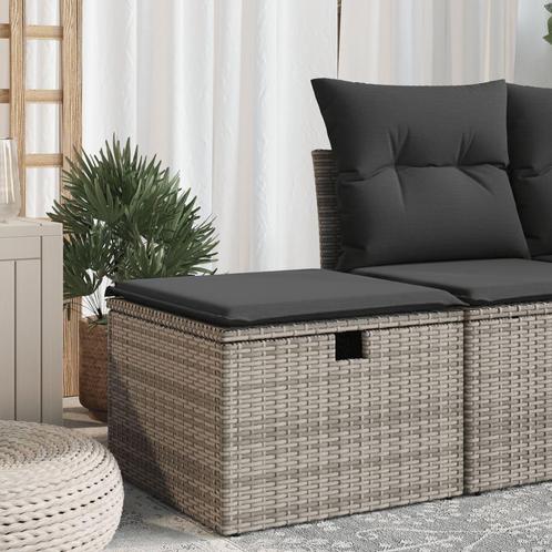 vidaXL Tuinkruk met kussen 55x55x37 cm poly rattan grijs, Tuin en Terras, Tuinsets en Loungesets, Nieuw, Verzenden