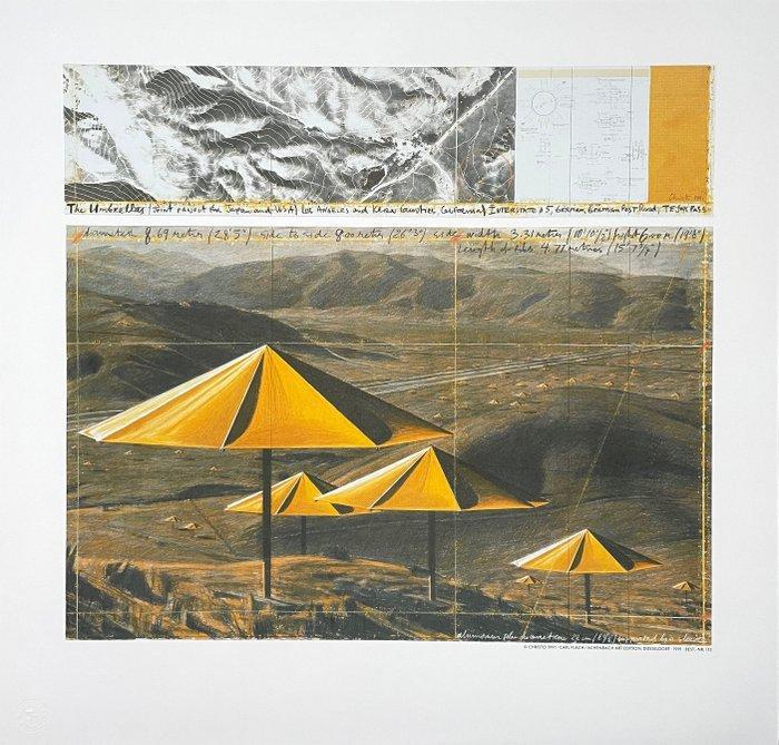 Christo (after) - The Umbrellas (USA) - Domberger licensed, Antiek en Kunst, Kunst | Tekeningen en Fotografie