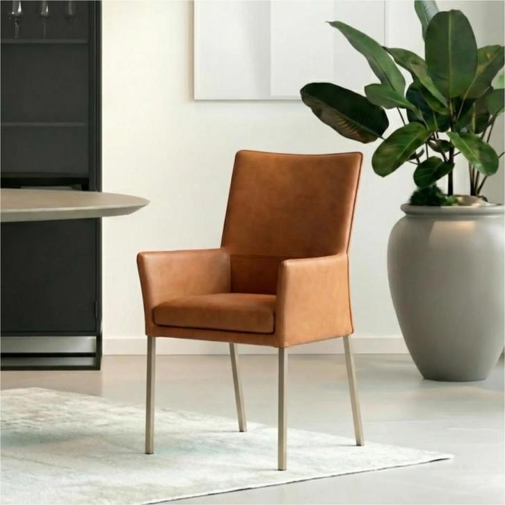 Leren eetkamerstoel Royal - Rancho Cognac (cognac) - Poten, Huis en Inrichting, Stoelen, Bruin, Nieuw, Leer, Ophalen of Verzenden