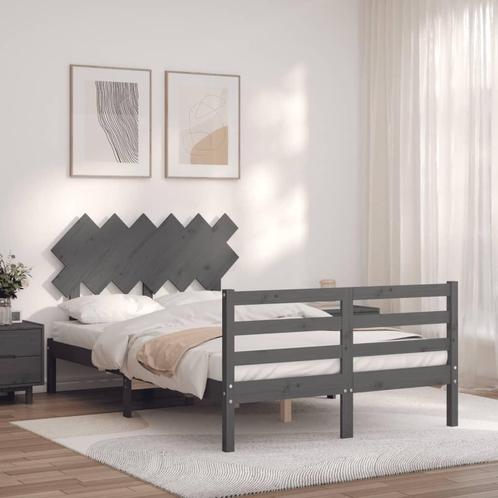 vidaXL Cadre de lit avec tête de lit gris double bois, Maison & Meubles, Chambre à coucher | Lits, Neuf, Envoi