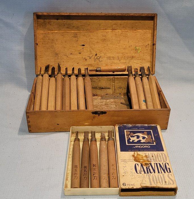 Werkgereedschap - Hout Gutsen - Vintage wooden gouges,, Antiek en Kunst, Antiek | Wandborden en Tegels