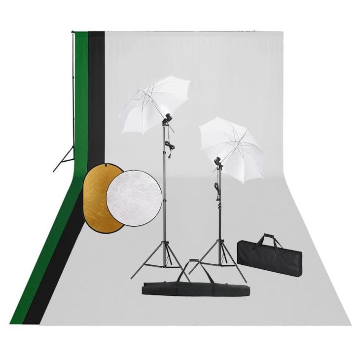 vidaXL Fotostudioset met lampen, achtergrond en reflector, Audio, Tv en Foto, Fotografie | Fotostudio en Toebehoren, Nieuw, Verzenden