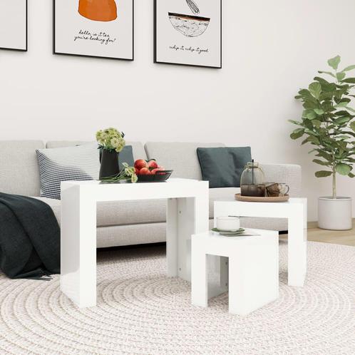 vidaXL 3-delige Tafeltjesset bewerkt hout hoogglans wit, Huis en Inrichting, Tafels | Salontafels, Nieuw, Verzenden