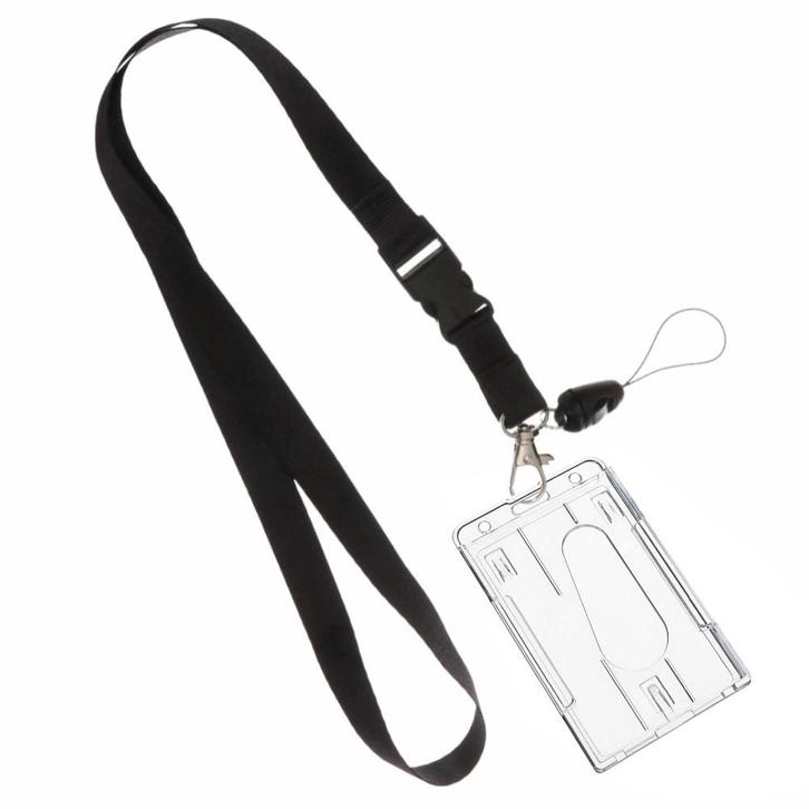 Fako Bijoux - Zwart Keycord + Pashouder Hard Plastic -, Verzamelen, Sleutelhangers, Verzenden