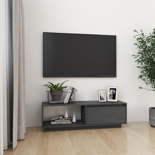 vidaXL Meuble TV Gris 110x30x33,5 cm Bois de pin massif, Huis en Inrichting, Kasten |Televisiemeubels, Verzenden
