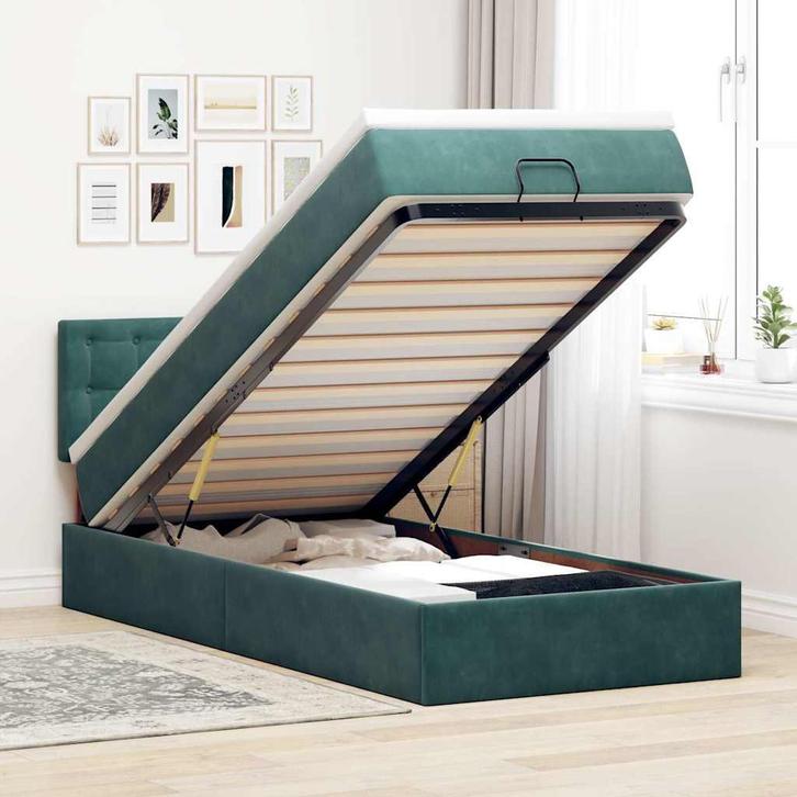 vidaXL Bed poef met matras en LEDs 80x200cm fluweel, Huis en Inrichting, Slaapkamer | Bedden, Nieuw, Verzenden